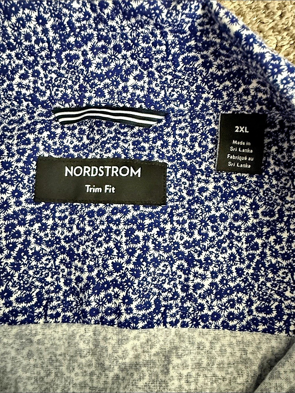 Nordstrom Trim Fit Short Sleeve Cotton-Linen Floral Button-Down Shirt Floral - Picture 2 of 4